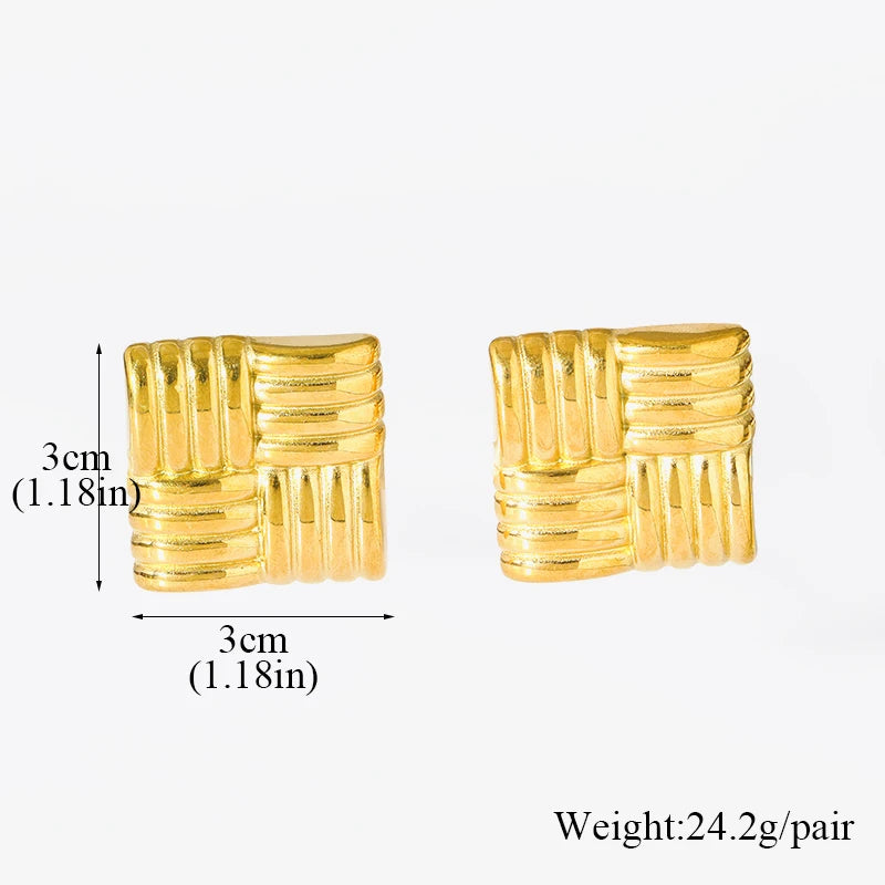 1007 Stainless Steel Gold Twist Hoop Earrings