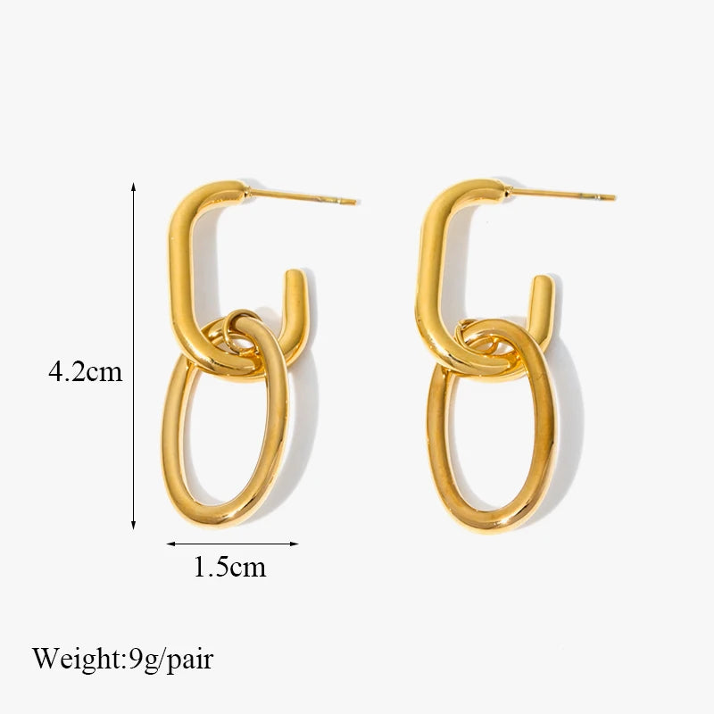 1007 Stainless Steel Gold Geometric Twist Earrings