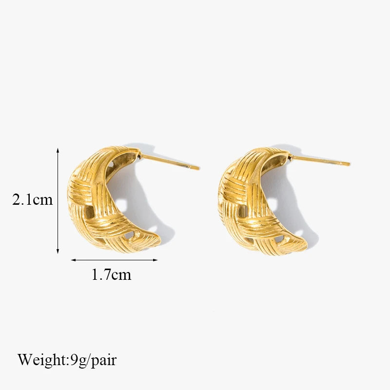 1007 Stainless Steel Gold Geometric Twist Earrings