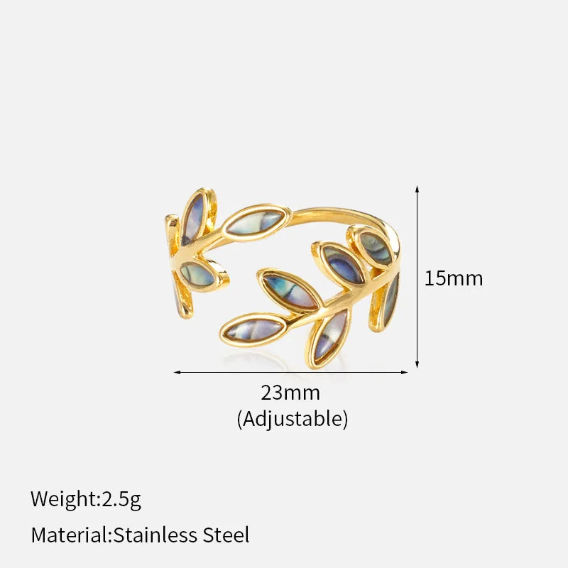 1007 Enamel Leaf Open Ring