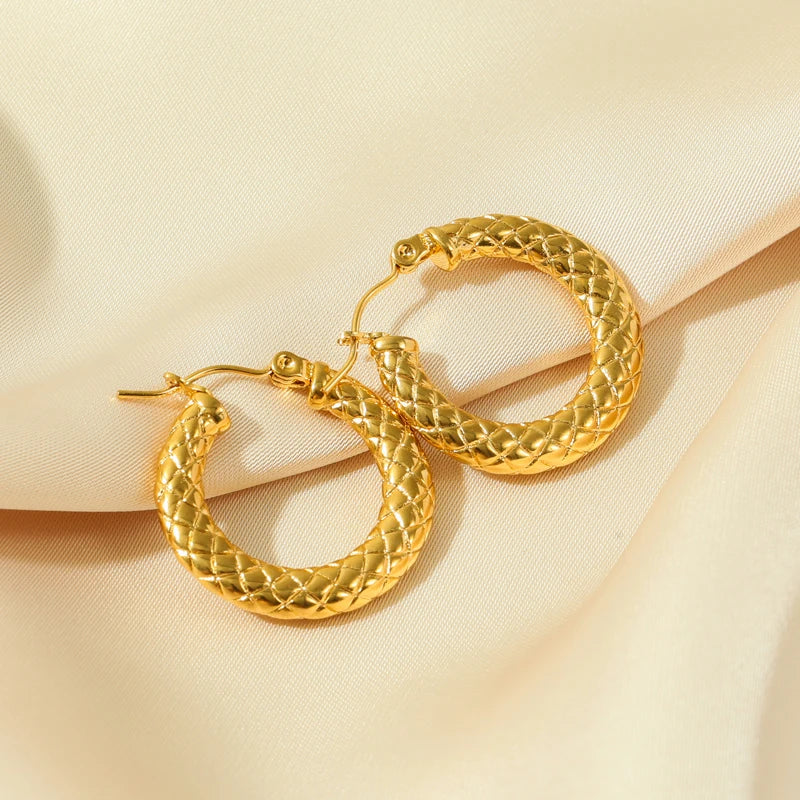 1007 Stainless Steel Gold Geometric Twist Earrings