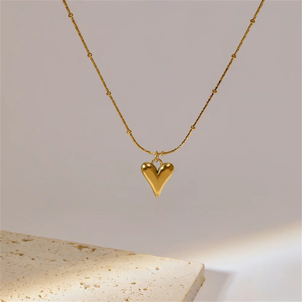 1007 Stainless Steel Heart Love Necklace, Bracelet & Earrings Set