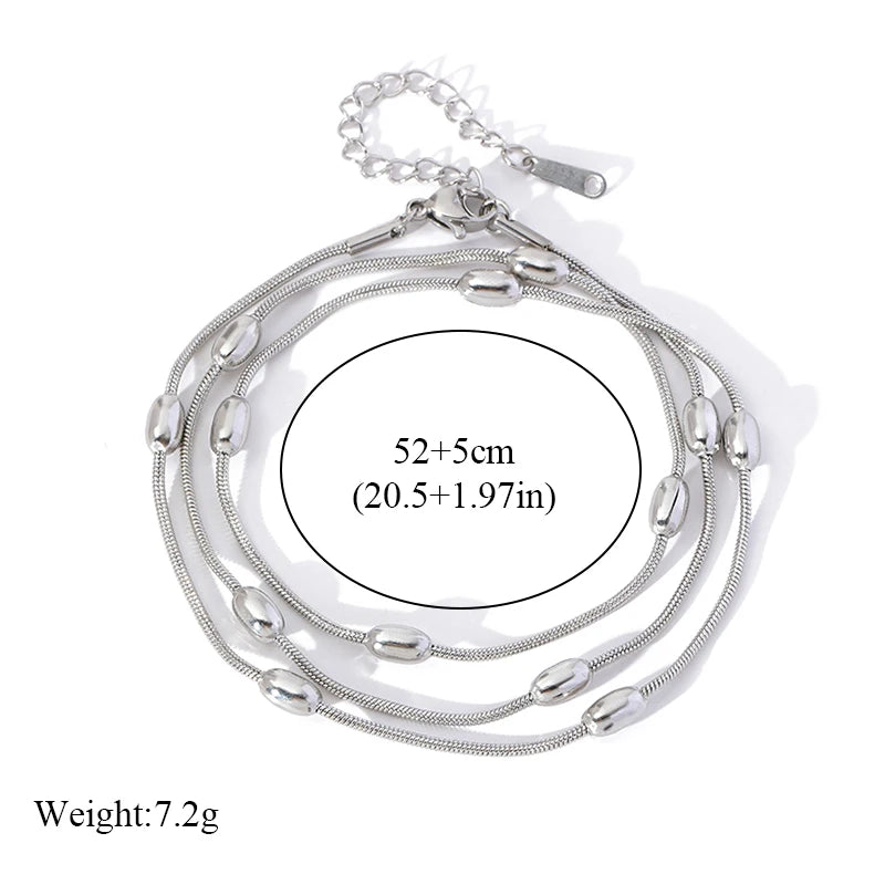 1007 Stainless Steel Multi-Layer Chain Necklace & Bracelet Set