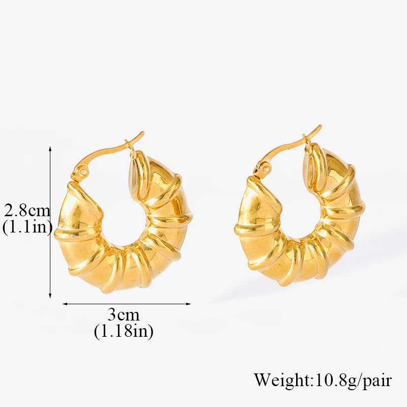 1007 Stainless Steel Gold Twist Hoop Earrings