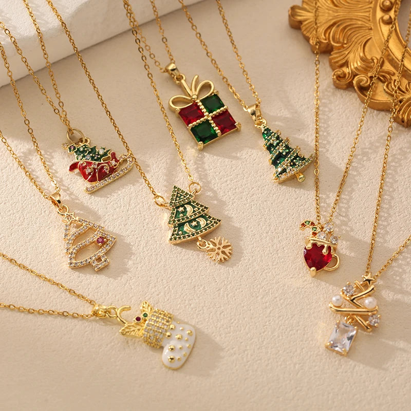 1007 Christmas Enamel Pendant Necklace
