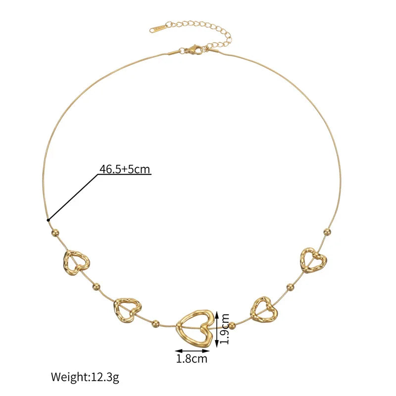 1007 Golden Hollow Heart Necklace, Bracelet & Earrings Set