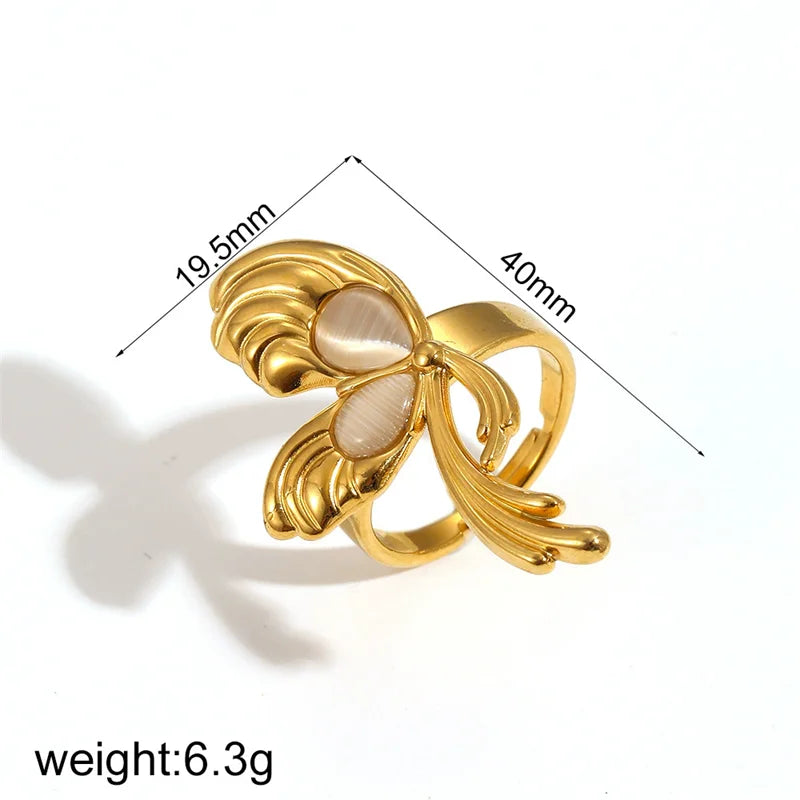1007 Enamel Leaf Open Ring