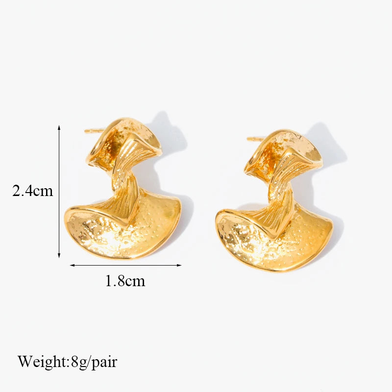1007 Stainless Steel Gold Geometric Twist Earrings