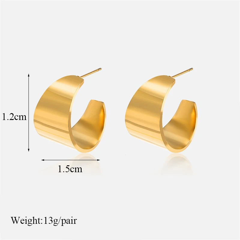 1007 Stainless Steel Gold Twist Hoop Earrings