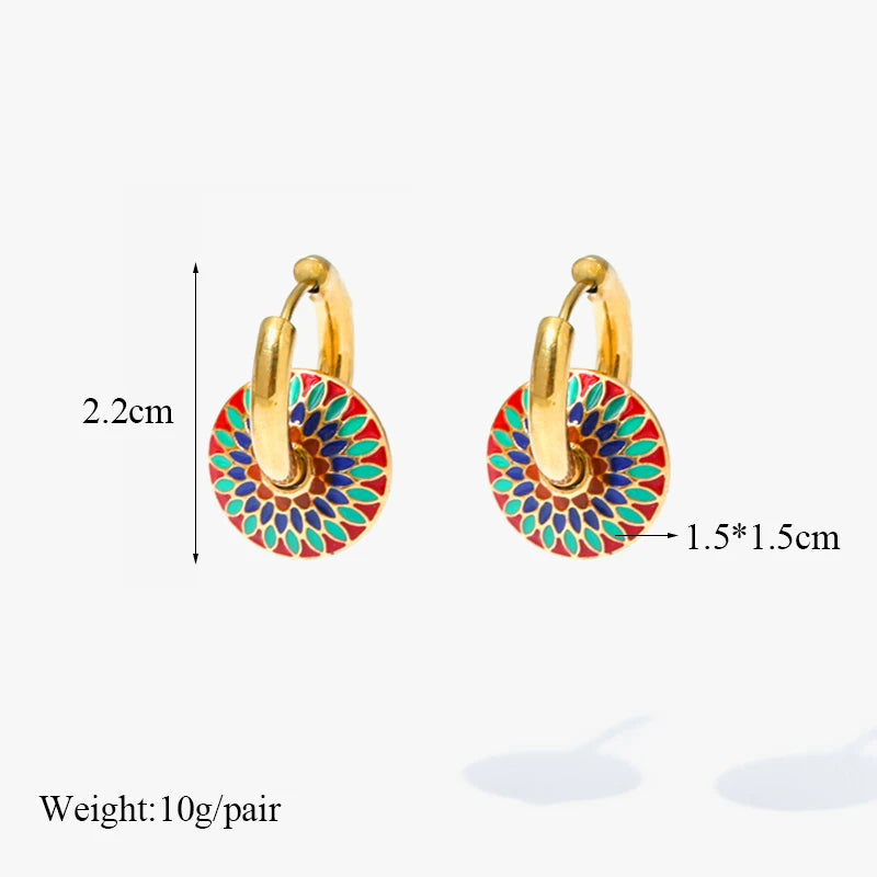 1007 Stainless Steel Vintage Flower Necklace & Earrings Set