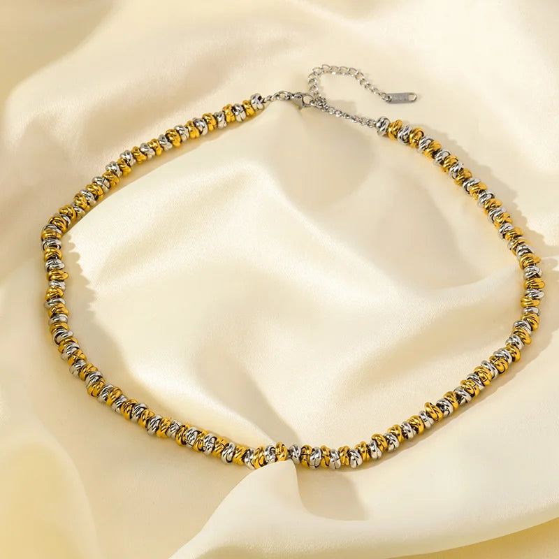 1007 Stainless Steel 2-Color Chain Necklace & Bracelet Set