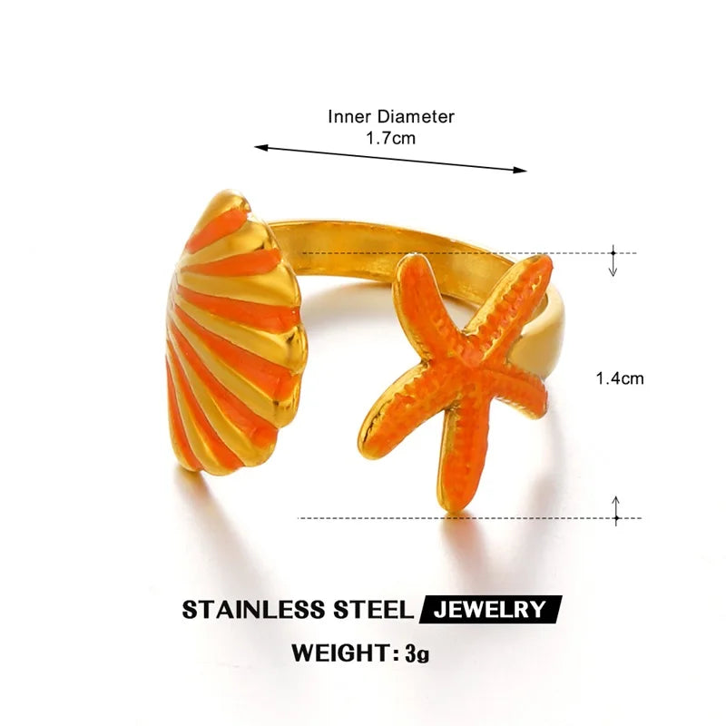 1007 Enamel Seahorse Adjustable Ring – R156