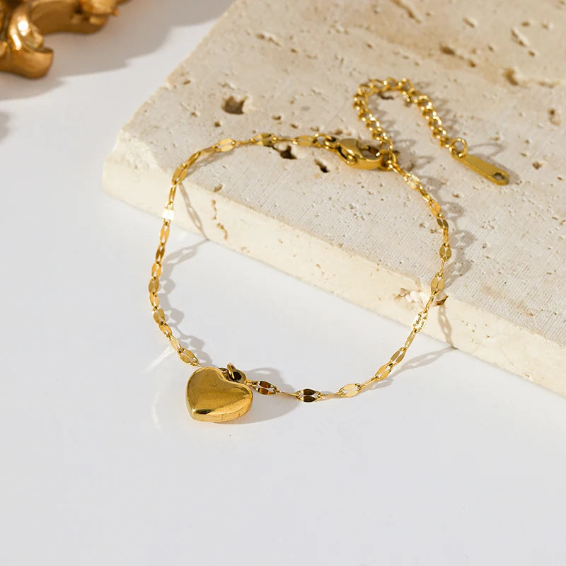1007 Stainless Steel Heart Love Necklace, Bracelet & Earrings Set