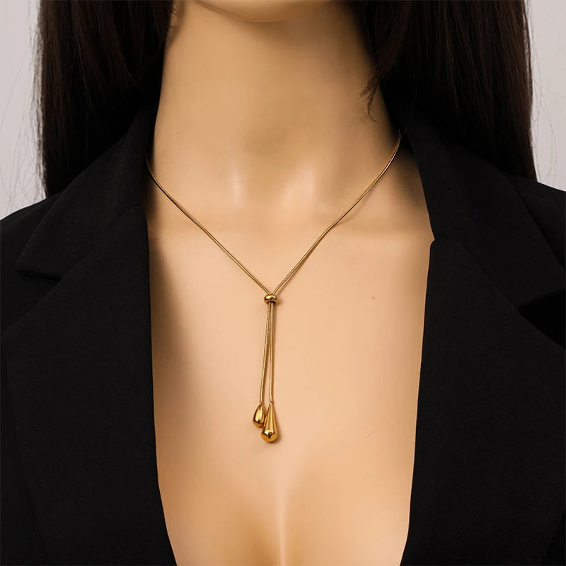 1007 Stainless Steel Geometric Pearl Necklace & Earrings Set