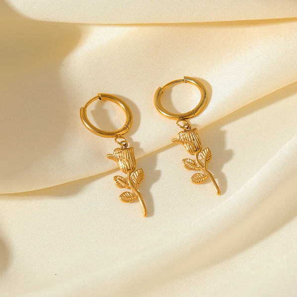 White Stone Shell Earrings