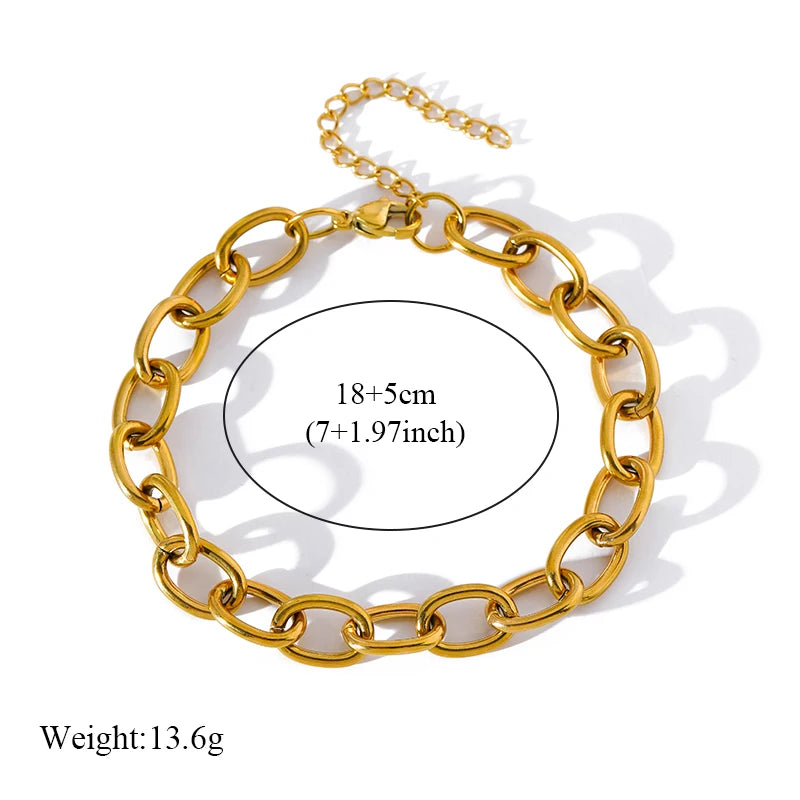 1007 Stainless Steel Gold Beaded Wound Chain Bracelet