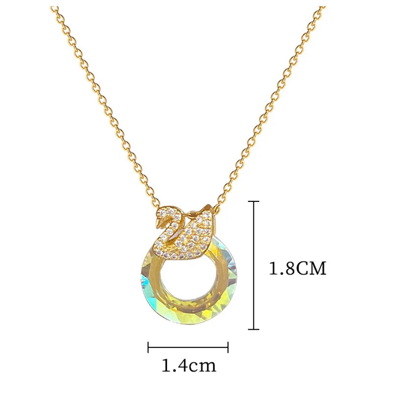 1007 Zircon Swan Pendant Necklace