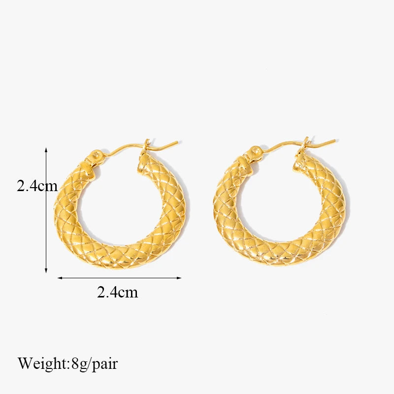 1007 Stainless Steel Gold Geometric Twist Earrings