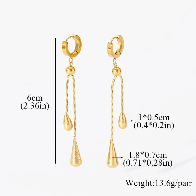 1007 Stainless Steel Geometric Pearl Necklace & Earrings Set