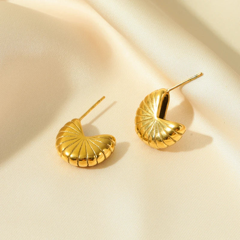 1007 Stainless Steel Gold Geometric Twist Earrings