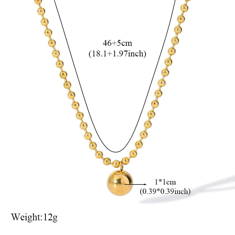 1007 Stainless Steel Bead Ball Necklace, Bracelet & Earrings Set
