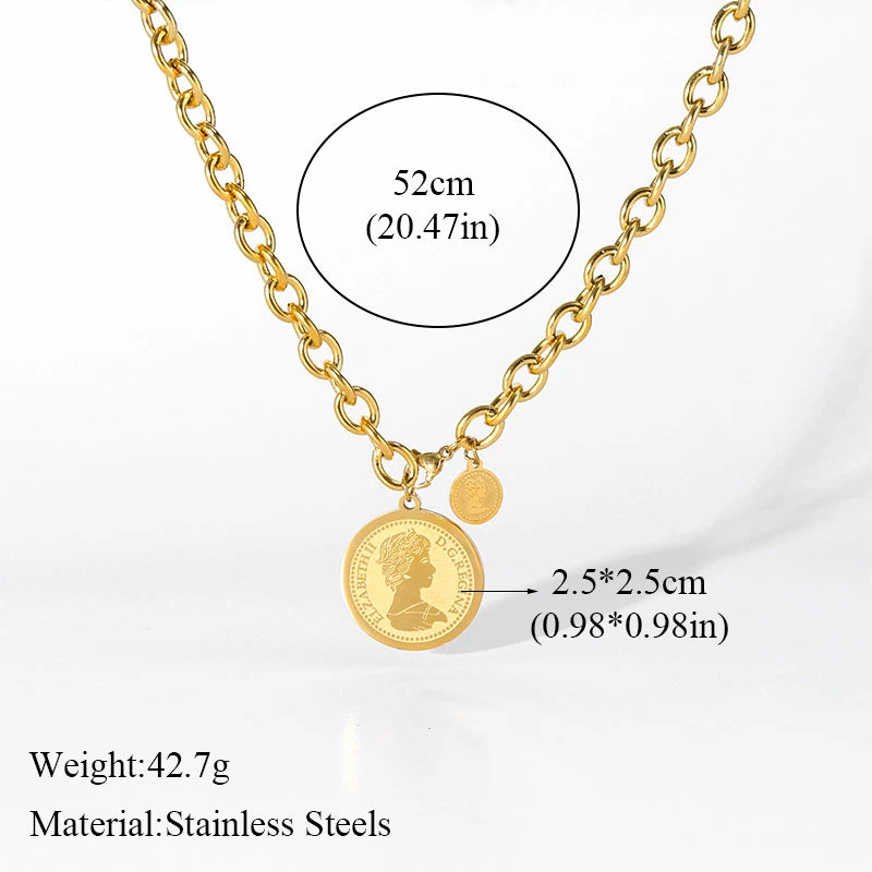 1007 Stainless Steel Heart Pendant Chunky Statement Necklace