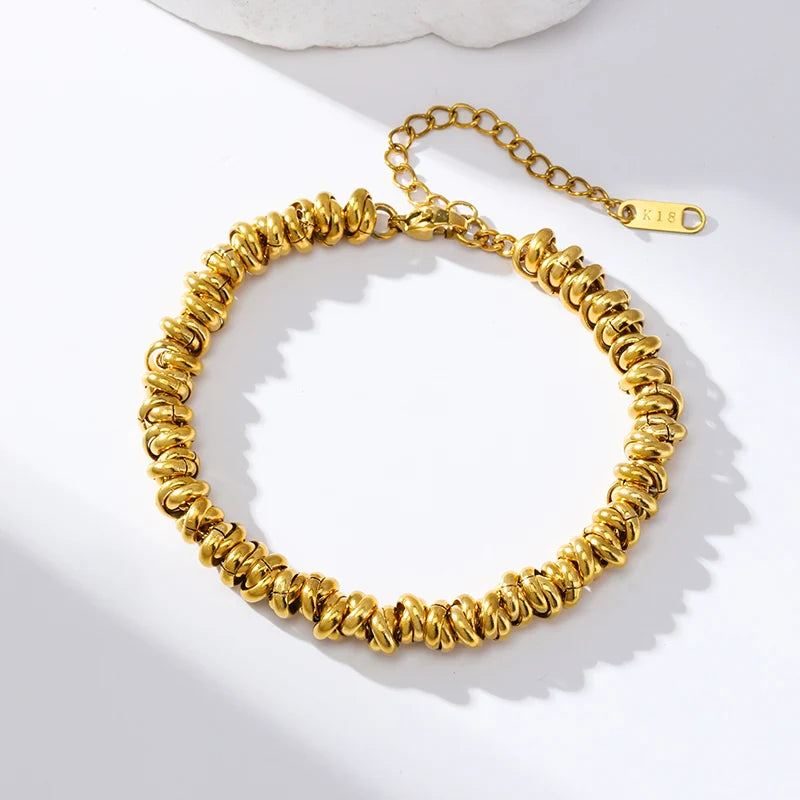 1007 Stainless Steel 2-Color Chain Necklace & Bracelet Set