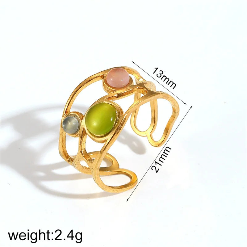 1007 Enamel Leaf Open Ring – R107