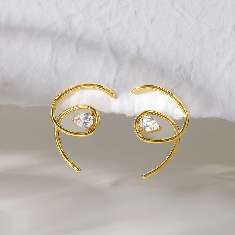 1007 Irregular Zircon Drop Earrings