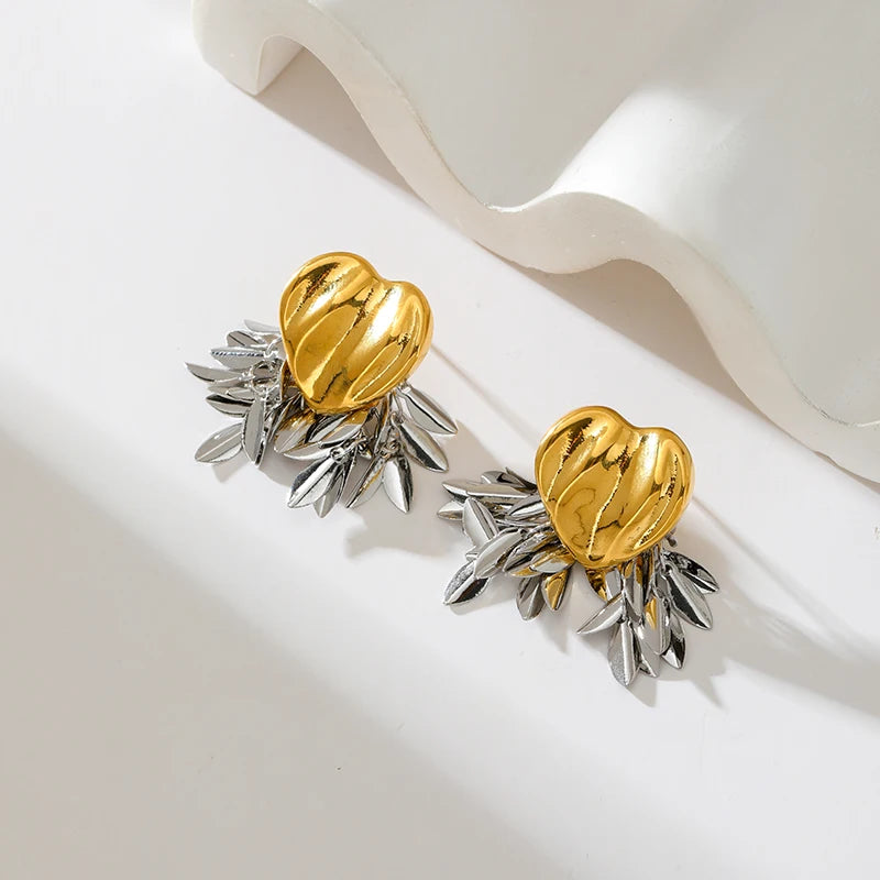 1007 Stainless Steel Blue Stone Drop Dangle Earrings