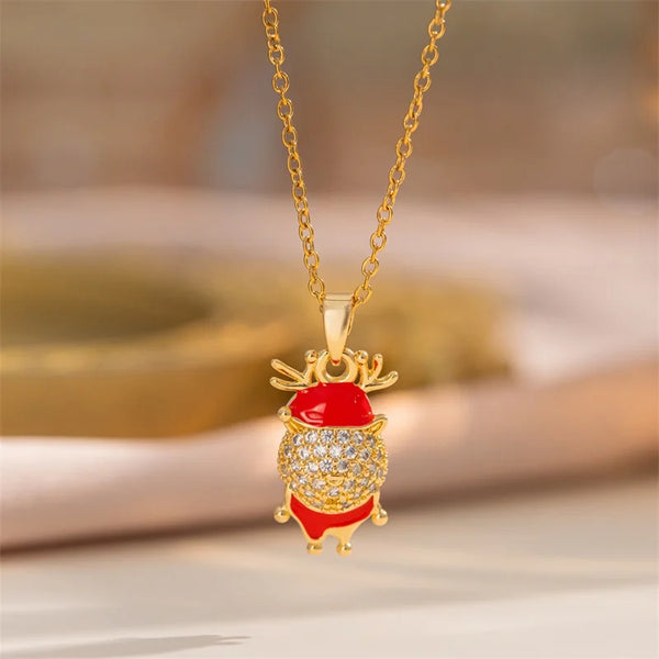 Christmas Enamel Pendant Necklace