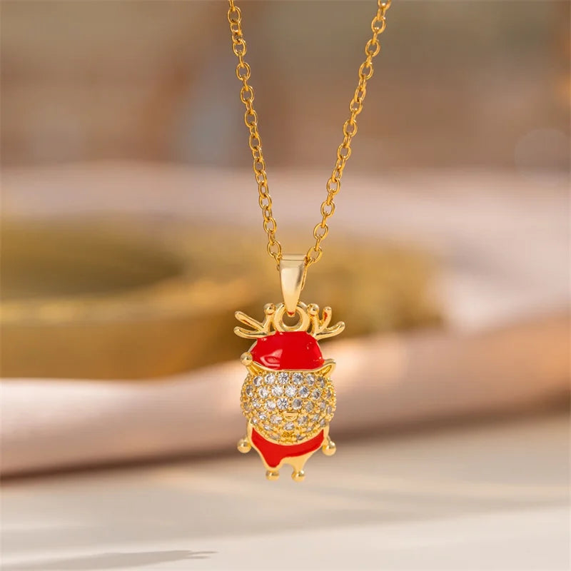 1007 Christmas Enamel Pendant Necklace