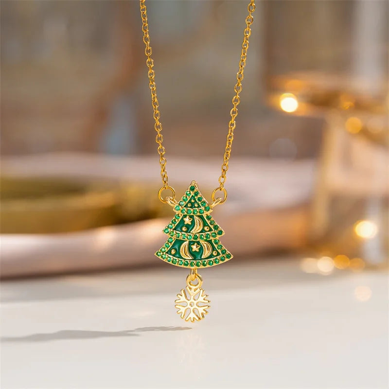 1007 Christmas Enamel Pendant Necklace