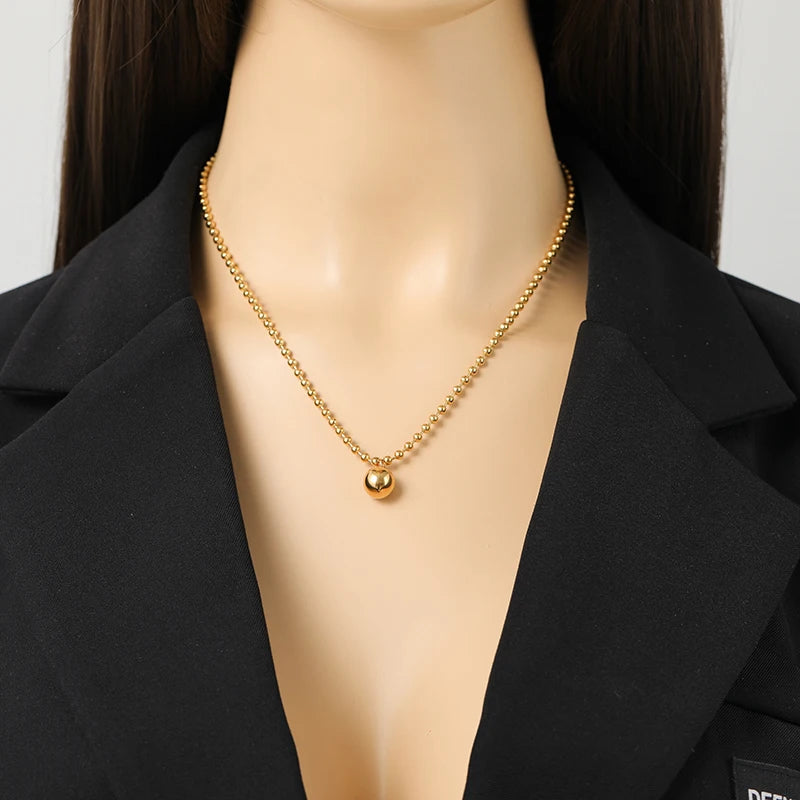 1007 Stainless Steel Bead Ball Necklace, Bracelet & Earrings Set