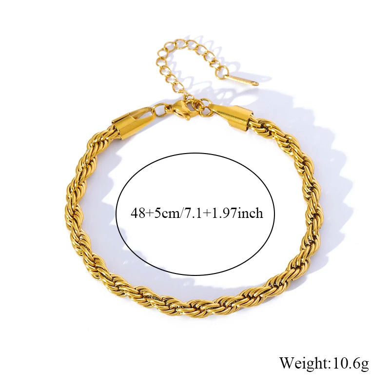 1007 Stainless Steel Gold Beaded Wound Chain Bracelet