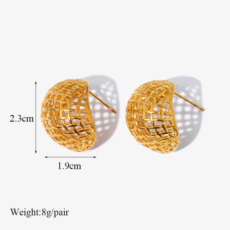 1007 Stainless Steel Gold Geometric Twist Earrings