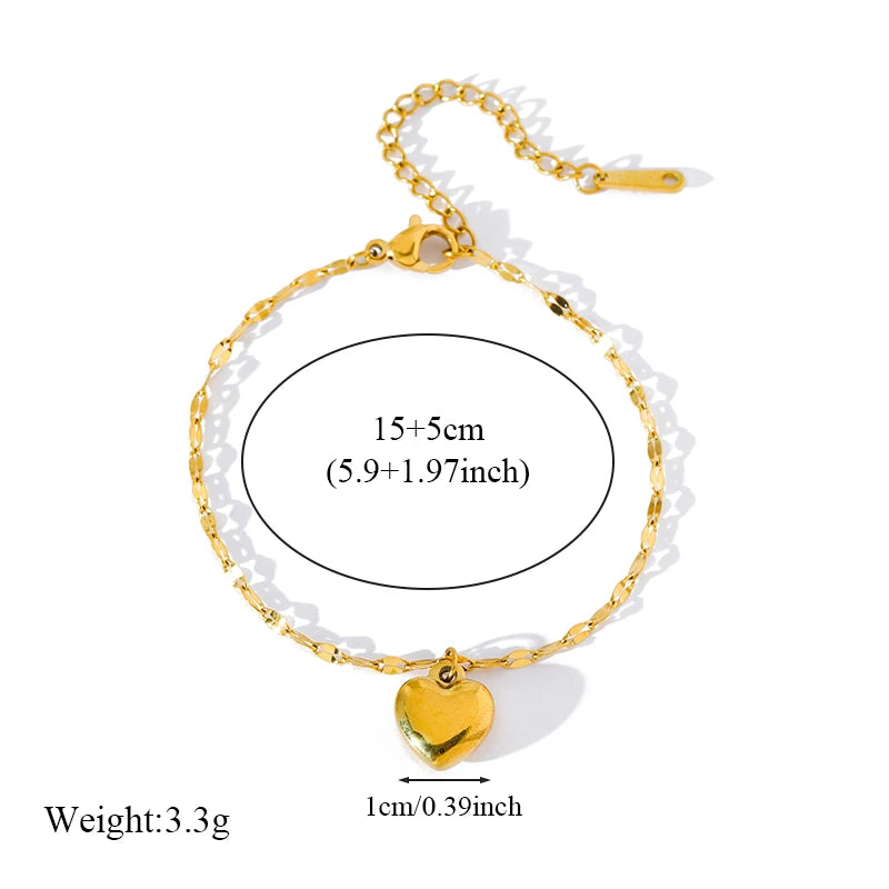 1007 Stainless Steel Heart Love Necklace, Bracelet & Earrings Set