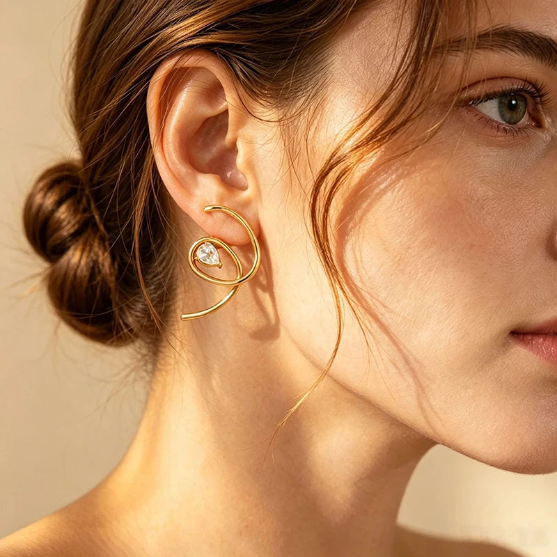 1007 Irregular Zircon Drop Earrings