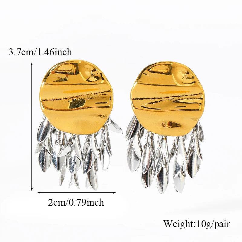 1007 Stainless Steel Blue Stone Drop Dangle Earrings