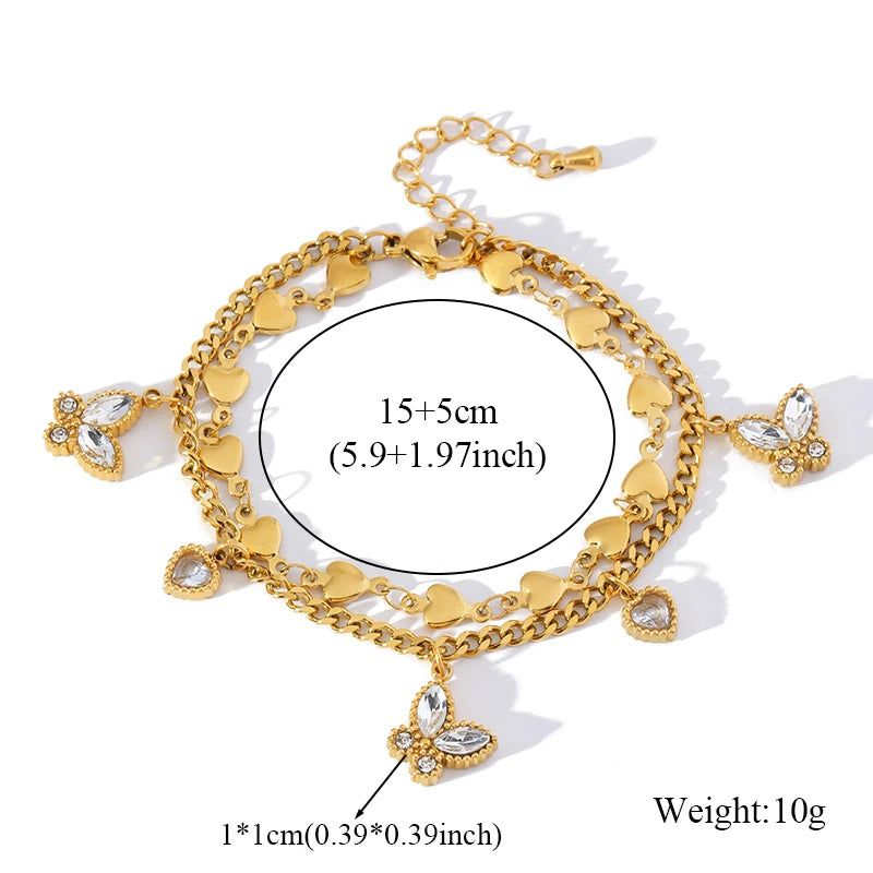 1007 Stainless Steel Colorful Star Zircon Charm Bracelet