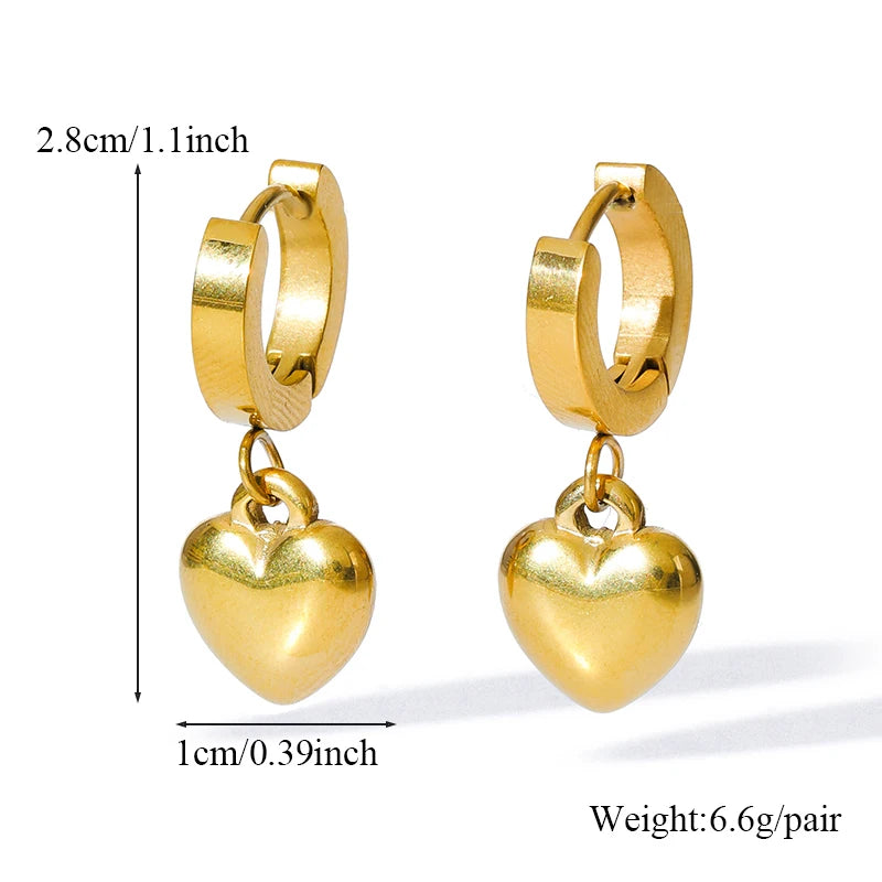 1007 Stainless Steel Heart Love Necklace, Bracelet & Earrings Set