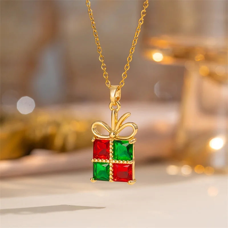 1007 Christmas Enamel Pendant Necklace