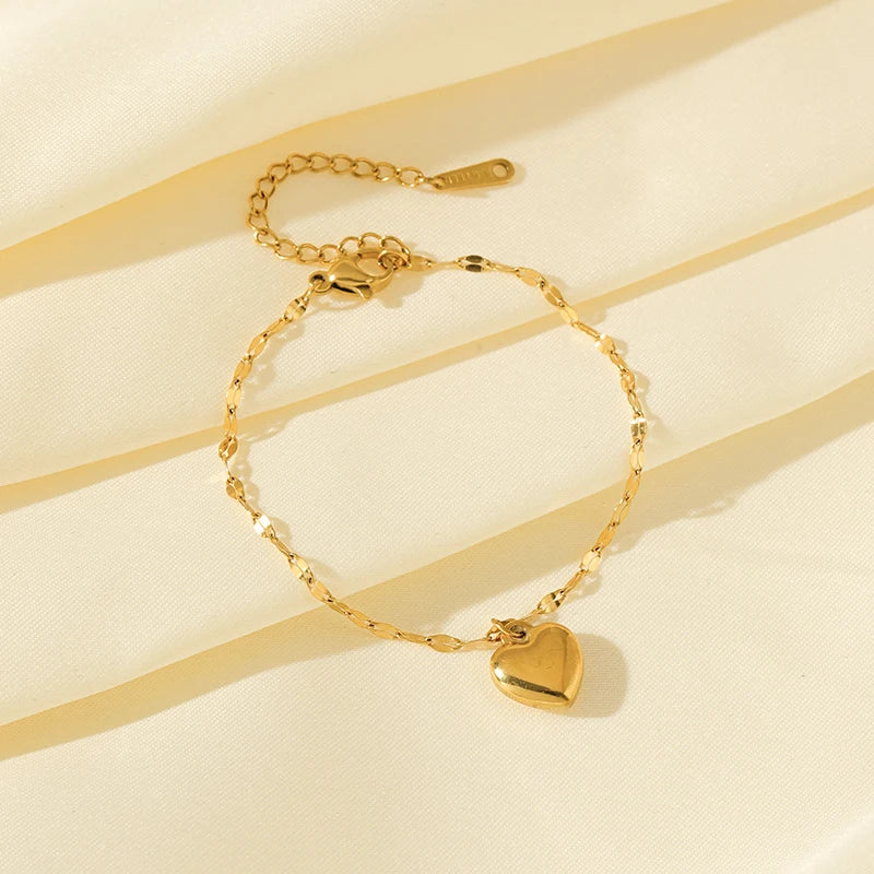 1007 Stainless Steel Heart Love Necklace, Bracelet & Earrings Set
