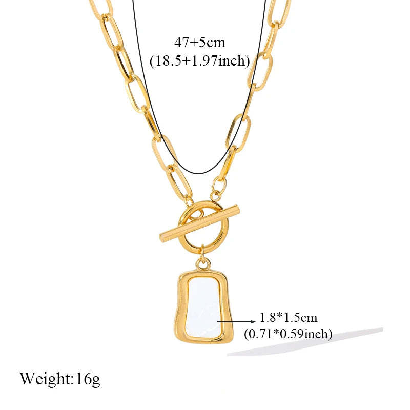 1007 Stainless Steel Heart Pendant Chunky Statement Necklace