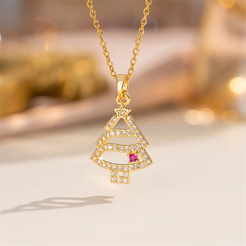 1007 Christmas Enamel Pendant Necklace