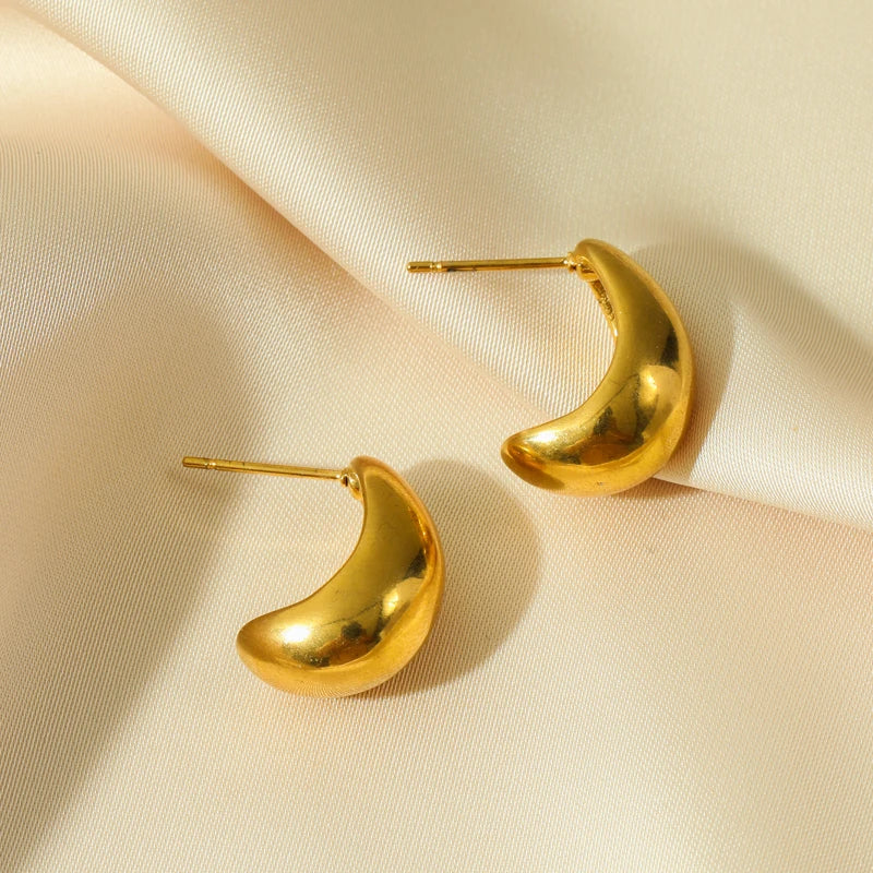 1007 Stainless Steel Gold Geometric Twist Earrings