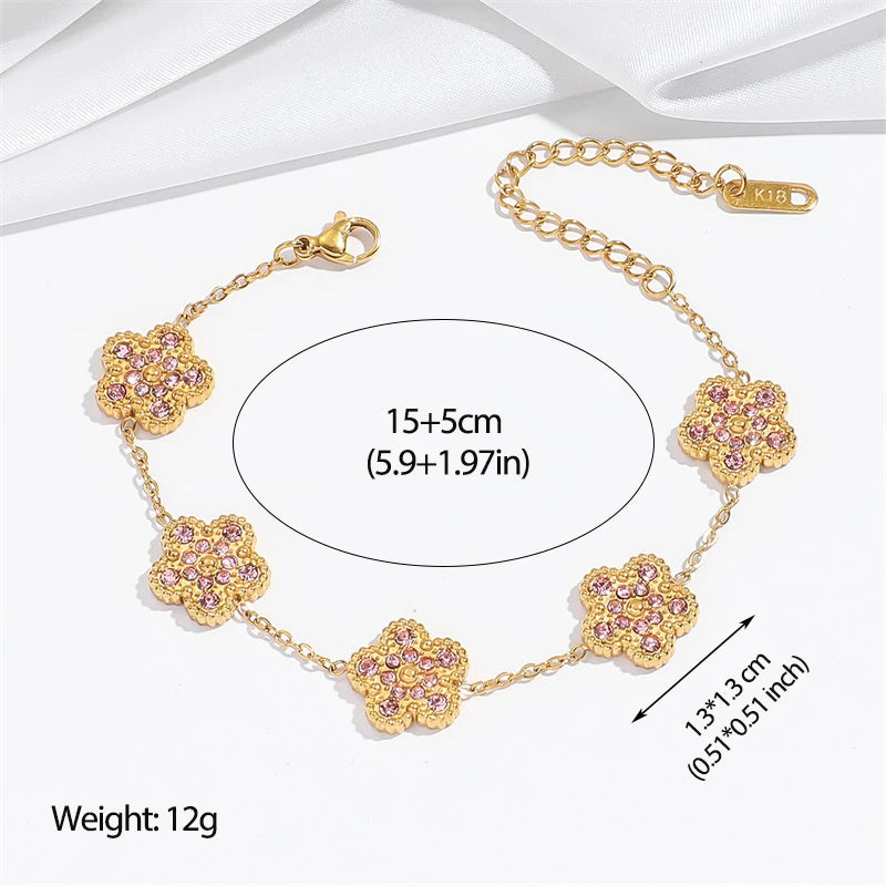 1007 Stainless Steel Colorful Star Zircon Charm Bracelet