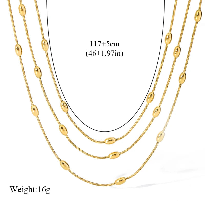 1007 Stainless Steel Multi-Layer Chain Necklace & Bracelet Set
