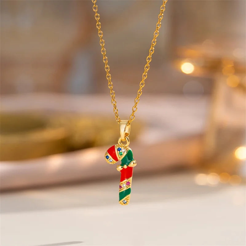 1007 Christmas Enamel Pendant Necklace