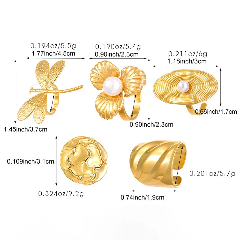 1007 Gold Dragonfly Ring
